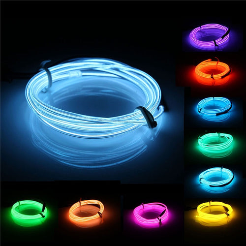 2M EL Soft Tube Strips Neon WIre For Home House Car Auto Decoration Bendable Flexible Party Events Deco EL Glow Rope